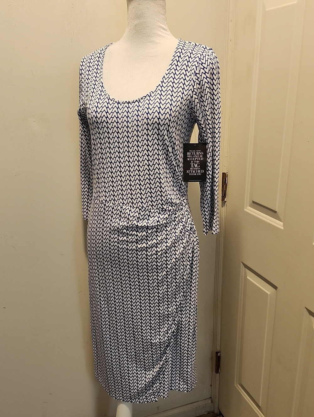 Pure Collection Jersey Knit Dress US 10 Faux Wrap Strechy NWT